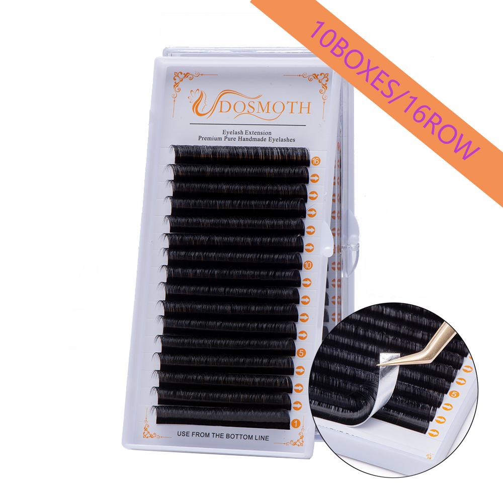Eyelash Extension For Asian Eyes - Dosmoth 10 Boxes 16 Rijen 7-16Mm