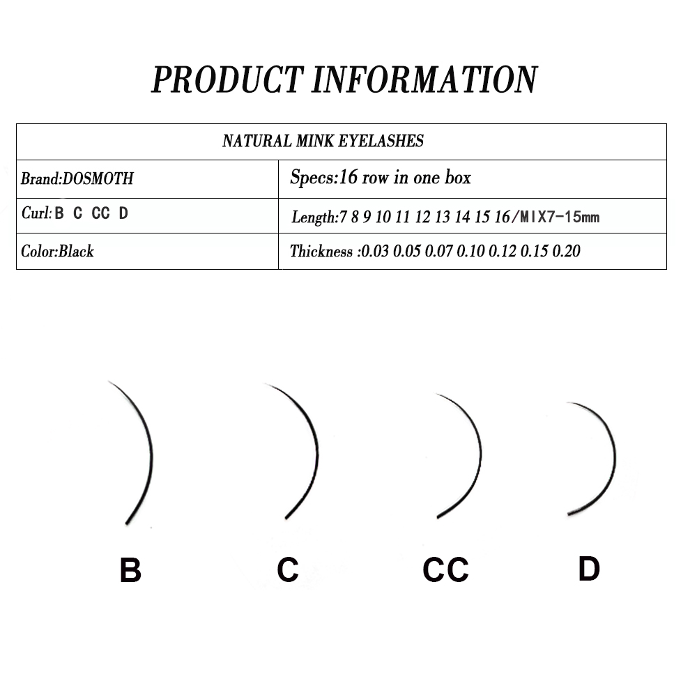 Dosmoth 10 Boxes 16 Rijen 7-16 - Eyelash Extension For Asian Eyes recensie en prijs